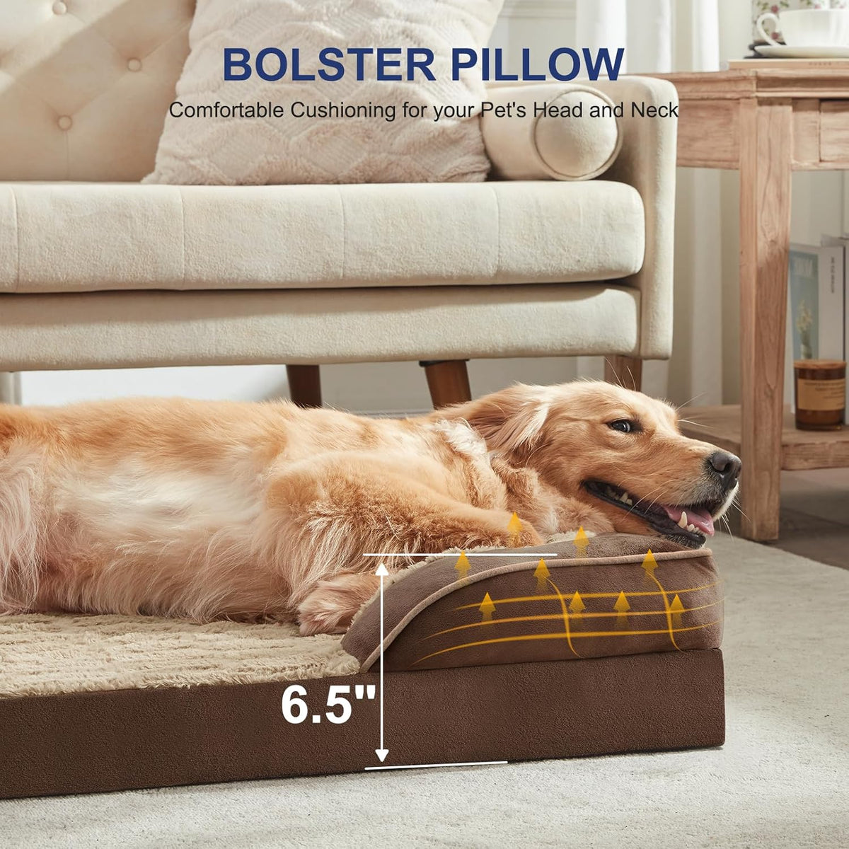 FURTIME Orthopedic Dog Beds for Large Dogs, Egg Foam Dog Bed with Ultra Comfy Supportive Foam