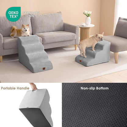 EHEYCIGA Curved Dog Stairs Ramp for Small Dogs 15.7" H, 3-Step Dog Steps for Couch Sofa and Chair