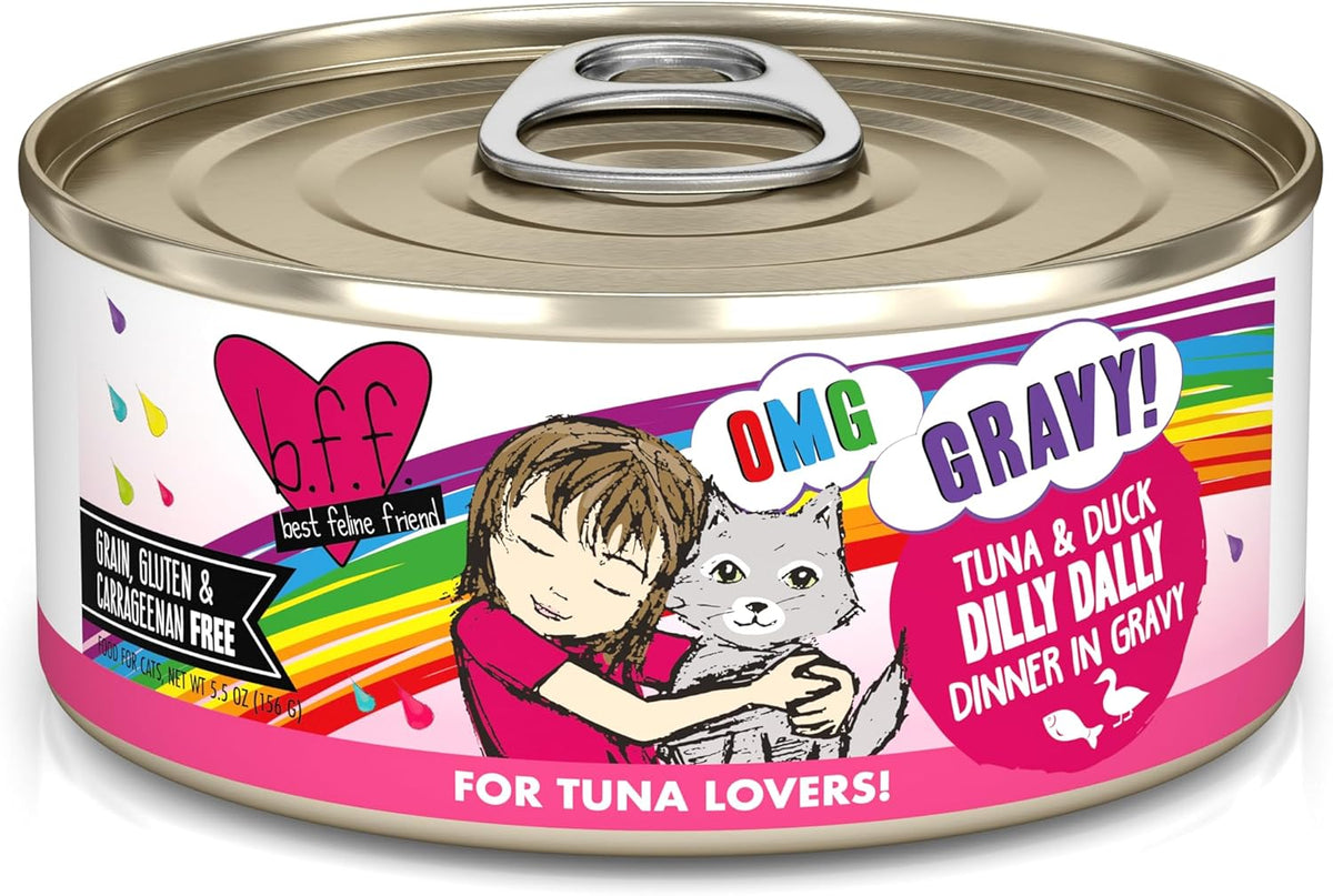 Weruva B.F.F. OMG - Best Feline Friend Oh My Gravy!, Tuna & Duck Dilly Dally with Tuna & Duck