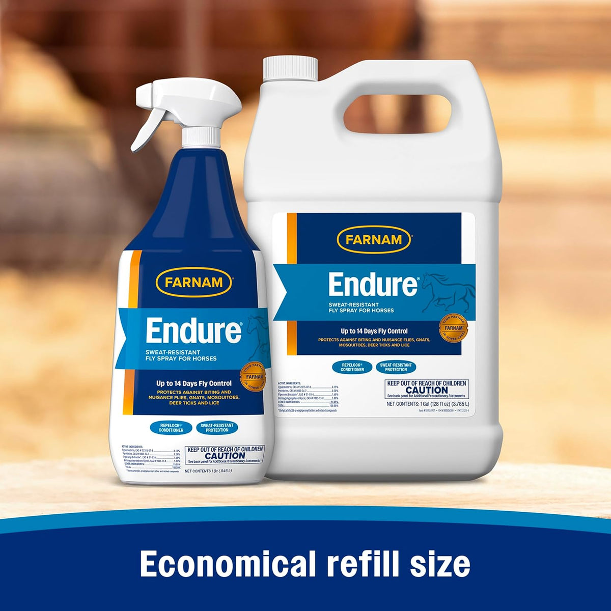 Farnam Endure Sweat-Resistant Fly Spray for Horses, Lasts Up to 14 Days, Protects Against Flies