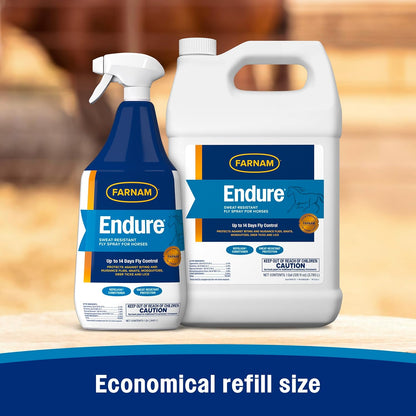 Farnam Endure Sweat-Resistant Fly Spray for Horses, Lasts Up to 14 Days, Protects Against Flies