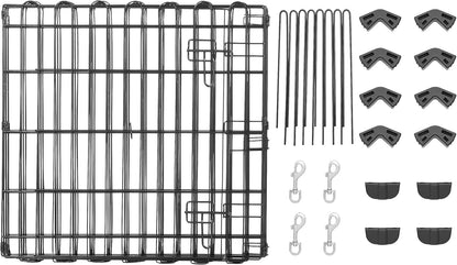 Amazon Basics Foldable Octagonal Metal Exercise Puppy / Dog Playpen - Indoor/Outdoor, Single Door