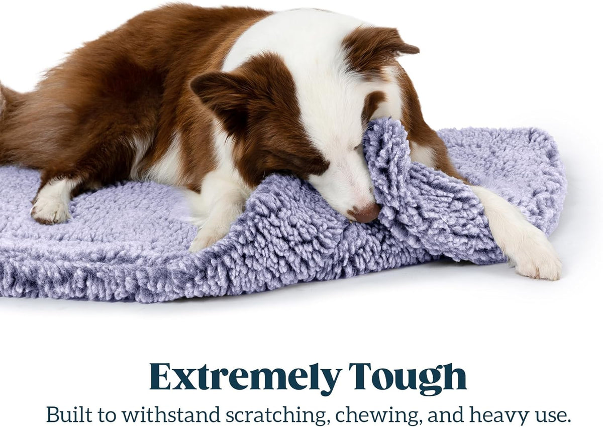 Stoutwool Indestructible Dog Bed - Fluffy Chew Proof Dog Crate Pad - Tough Kennel Pad for