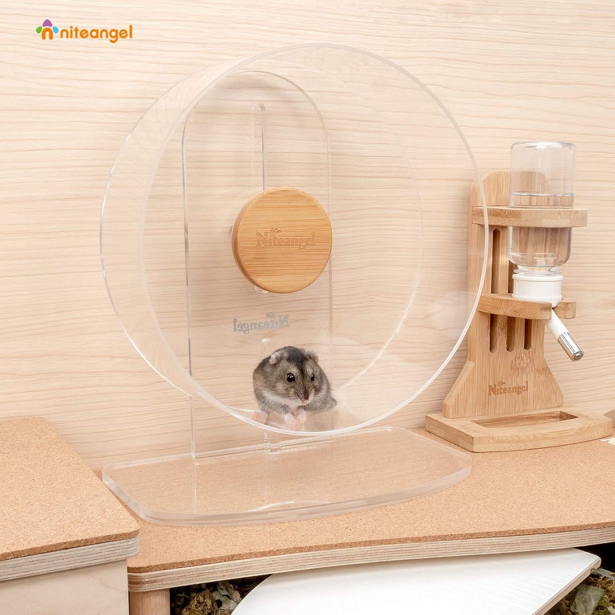 Niteangel Silent Hamster Exercise Wheel: - Dual-Bearing Quiet Spinning Acrylic Hamster Running
