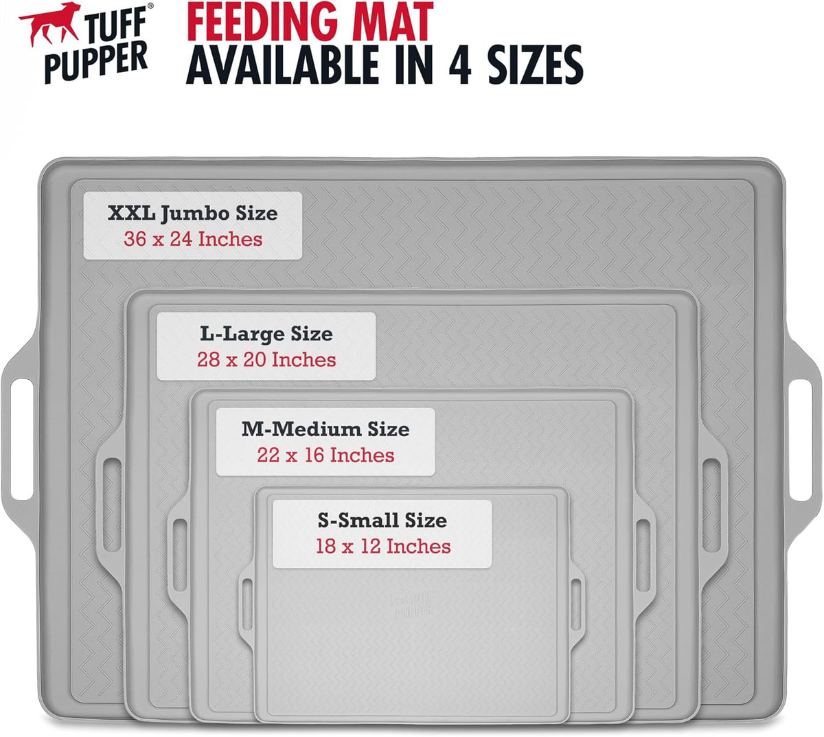 Tuff Pupper 18x12 Small Dog Feeding Mat for Food and Water | Dog Feeding Mats for Floors |