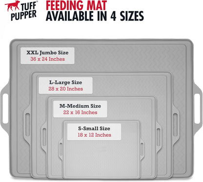 Tuff Pupper XXL Dog Feeding Mat 36x24 for Food and Water | Waterproof Silicone Placemat for Floors