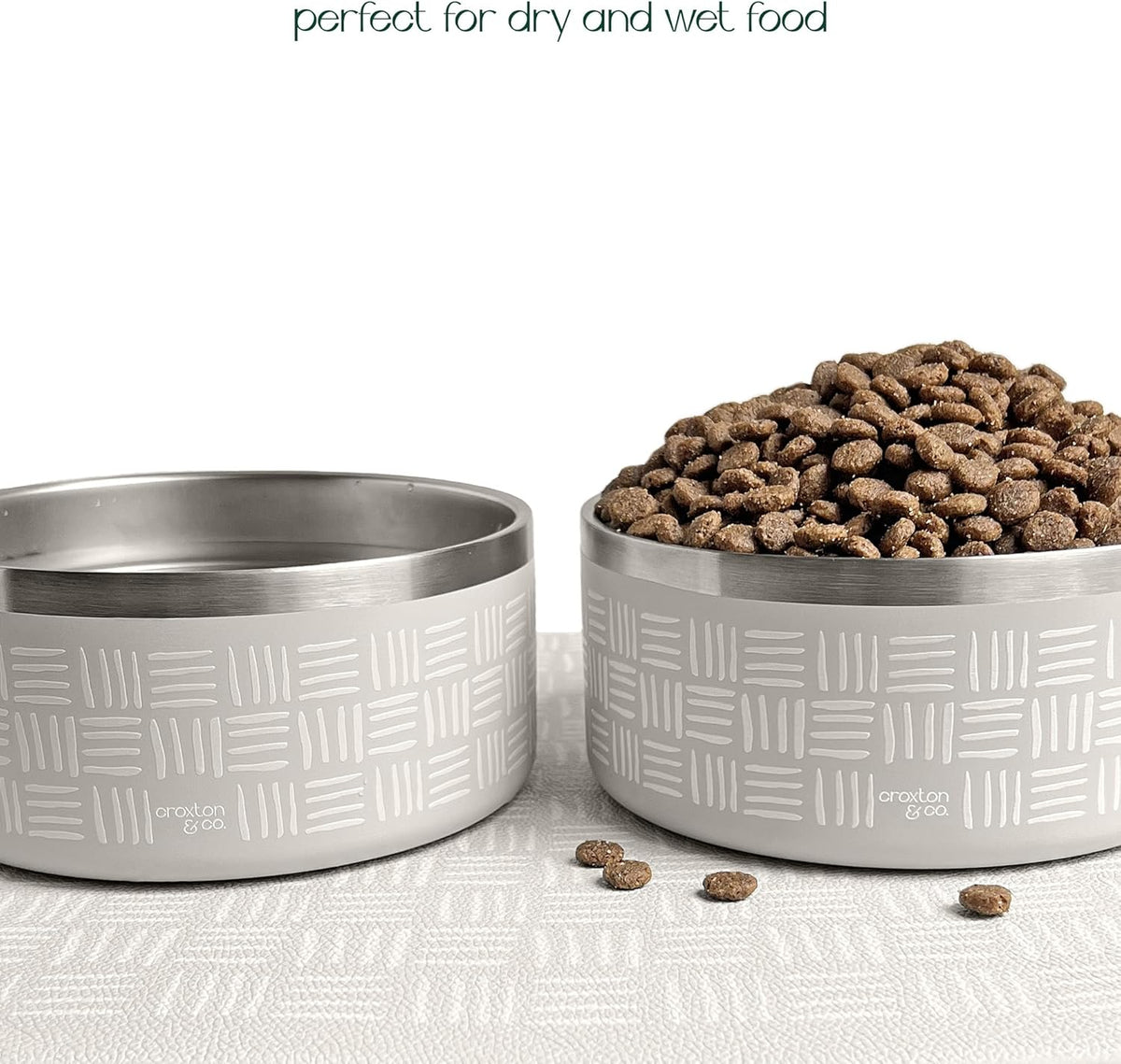 CROXTON & CO. Stainless Steel Pet Bowl for Dogs & Cats | Insulated Food Bowls for Dog Cat | No Tip