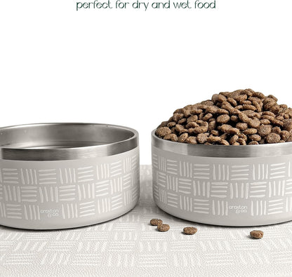 CROXTON & CO. Stainless Steel Pet Bowl for Dogs & Cats | Insulated Food Bowls for Dog Cat | No Tip