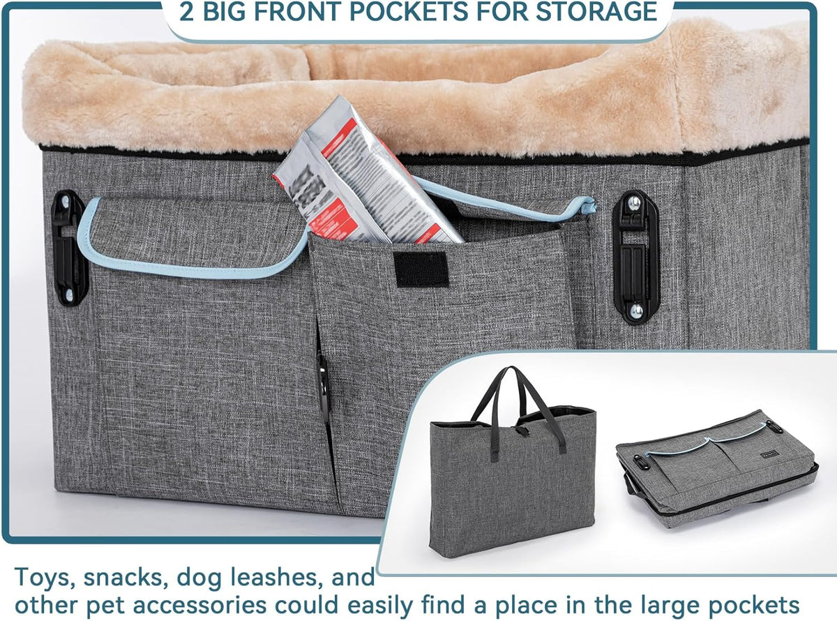 Petsfit Dog Car Seat Medium Sized Dog or 2 Small Dogs with Patent Buckles, Washable Pad, Dog