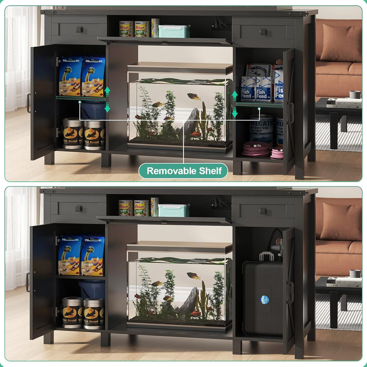 55-75 Gallon Aquarium Stand With Charging Station, Farmhouse Fish Tank Stand, Reptile Tank Stand