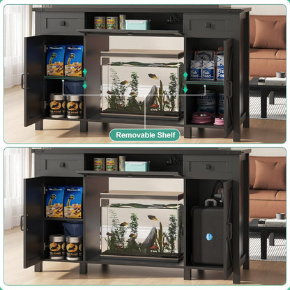 55-75 Gallon Aquarium Stand With Charging Station, Farmhouse Fish Tank Stand, Reptile Tank Stand