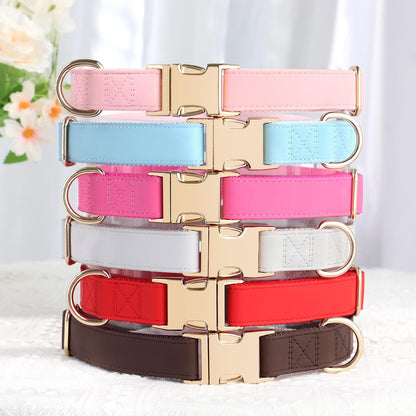 PET ARTIST Soft PU Leather Dog Collar, Bright & Stylish Hot Pink Dog Collar Girl with Quick Release