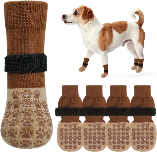 SCENEREAL Dog Socks to Prevent Licking Paws for Hardwood Floors Anti Slip, Dog Grippy Socks Shoes