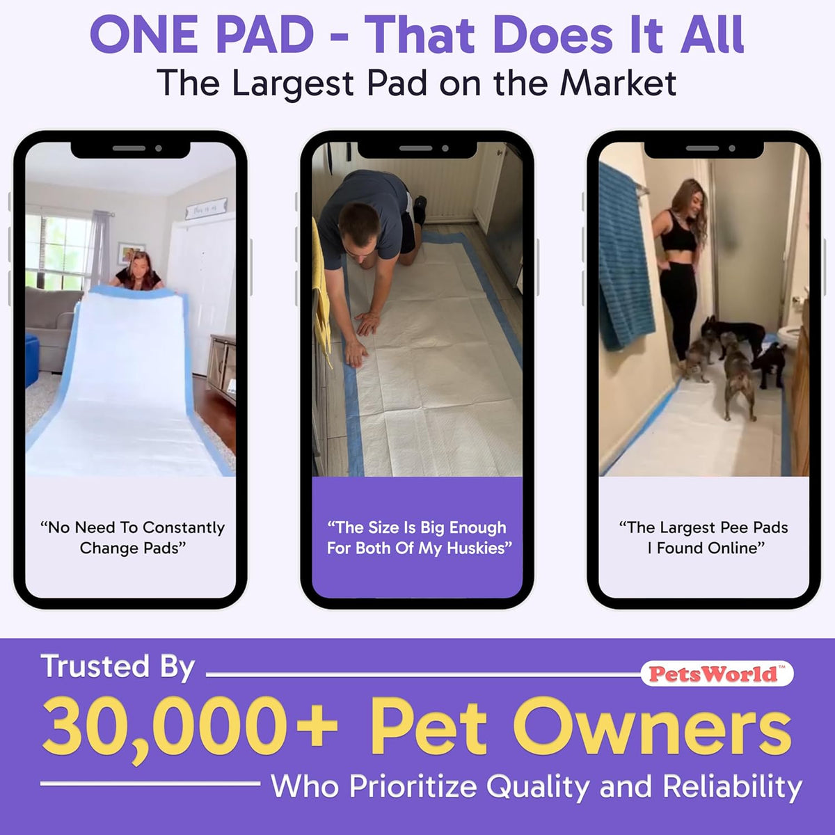 PETSWORLD Mega-Sized Dog Pee Pads (40" x 99") –4XL Gigantic Pet Piddle Pads for Puppy Training