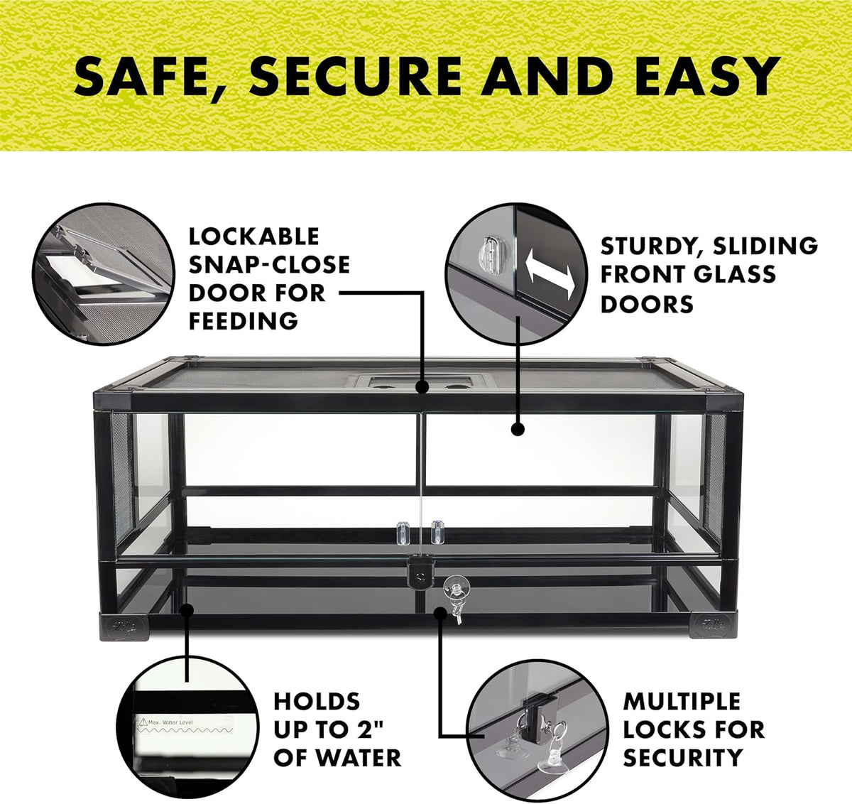 Zilla QuickBuild Reptile 20 Gallon Glass Terrarium Habitat with Swing Door For Geckos, Snakes