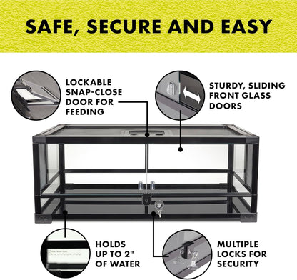 Zilla QuickBuild Reptile 20 Gallon Glass Terrarium Habitat with Swing Door For Geckos, Snakes