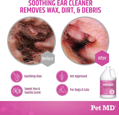 Pet MD Otic-Clean Dog Ear Cleaner - Veterinarian-Formulated Otic Ear Solution for Dogs & Cats - Pet