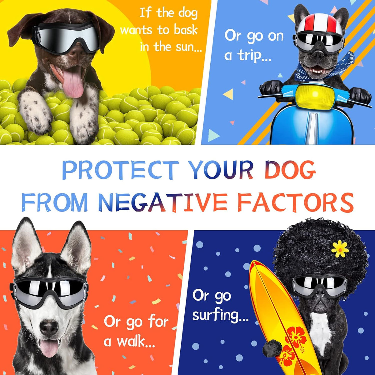 NVTED Dog Sunglasses Dog Goggles, UV Protection Wind Dust Fog Protection Pet Glasses Eye Wear