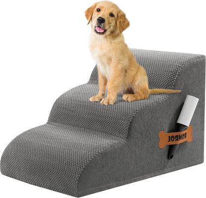 Romrol Dog Stairs Ramp for Beds Couches, 15.7” H 33D Extra Wide Pet Steps with Durable Non-Slip