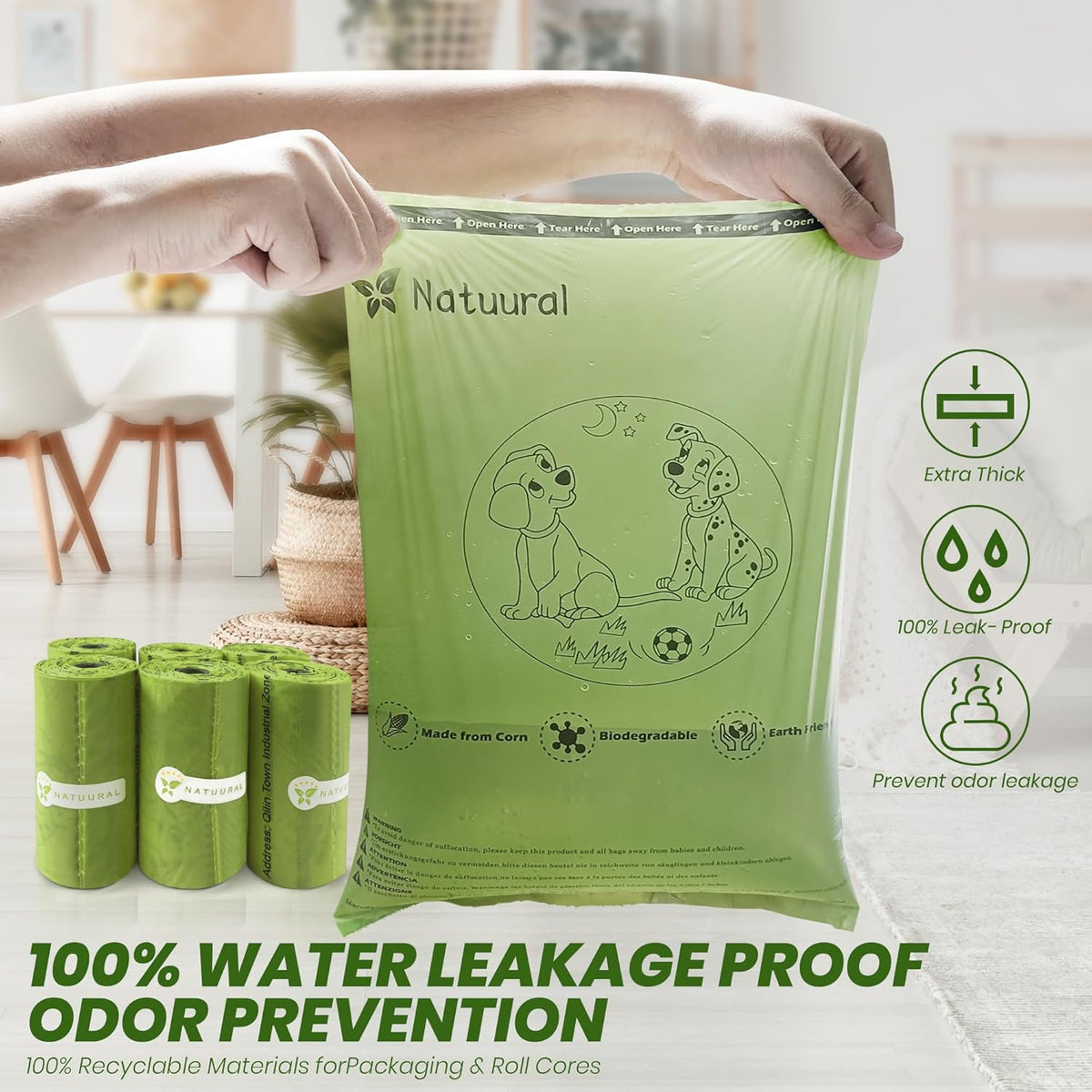 Poop Bags for Dogs-1050 Counts, 70 Rolls With a Free Dispensers, Doggie Poop Bags Made of