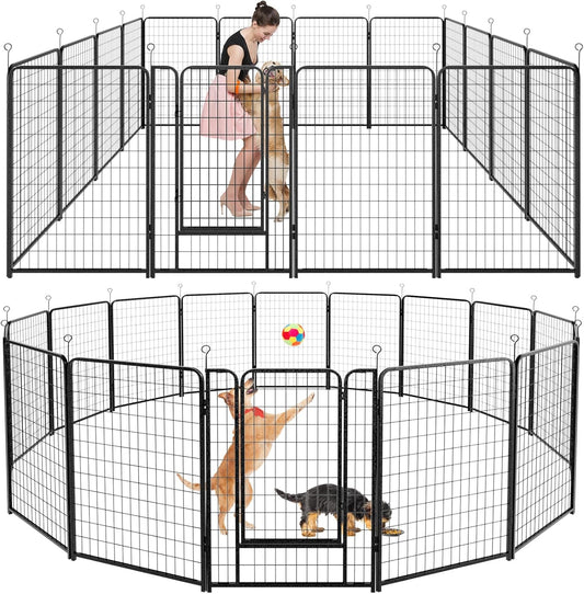 Dog Playpen Outdoor Extra Wide 16 Panels Heavy Duty Dog Fence 50" Height Anti-Rust with Doors