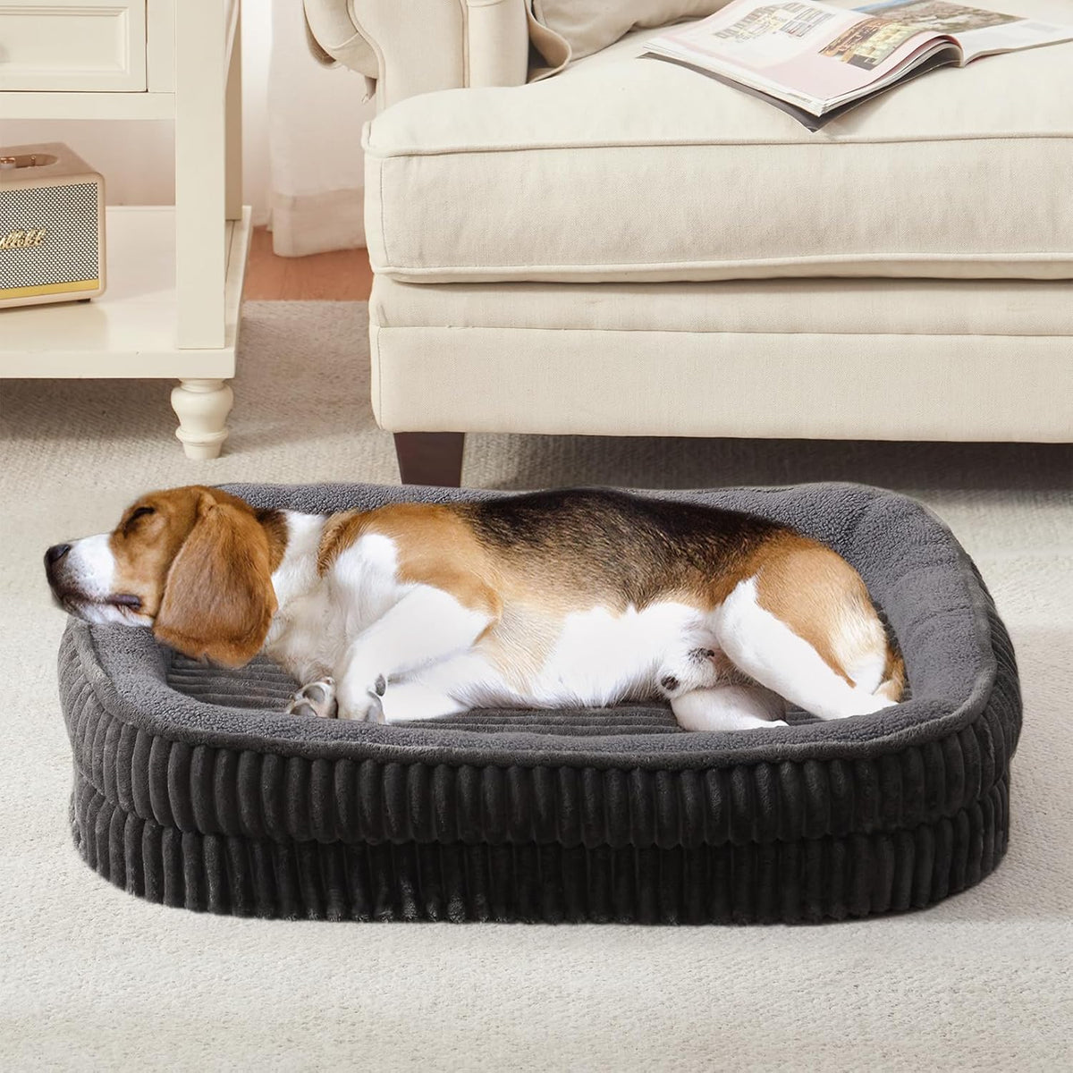 Orthopedic Dog Bed for Medium, Large Dogs Breeds, High Density Egg Crate Foam Dog Sofa Beds with