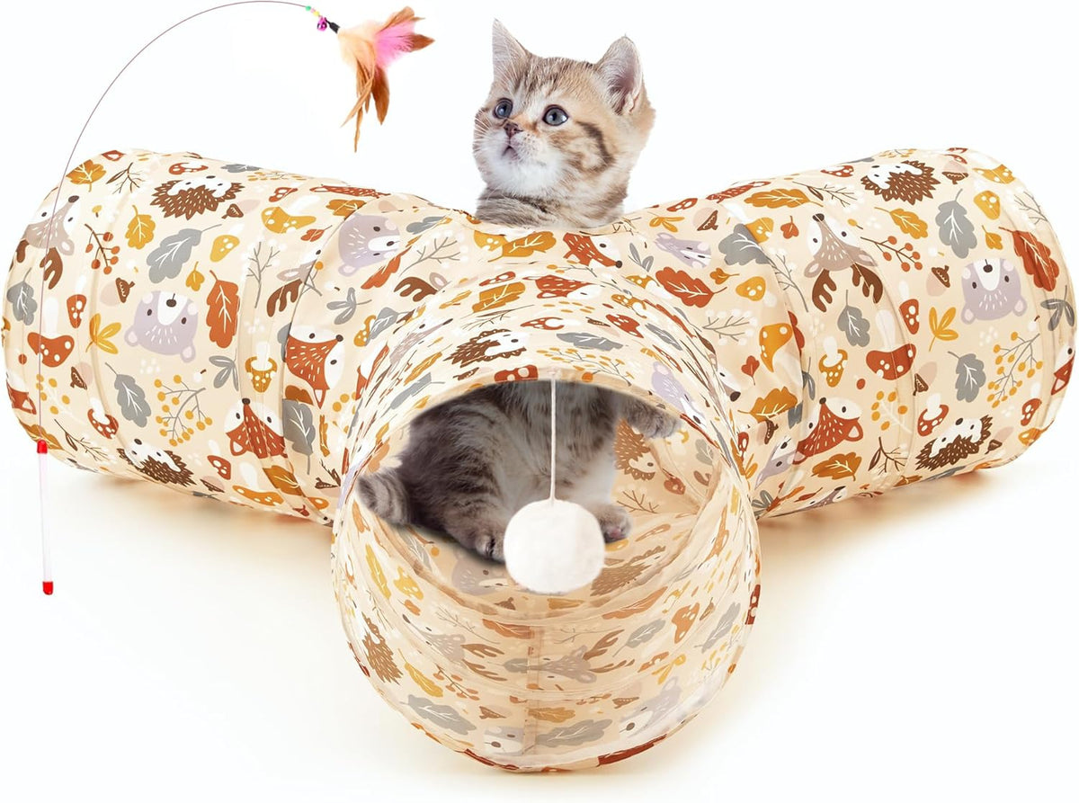 Tempcore Pet Cat Tunnel Tube Cat Toys 3 Way Collapsible, Cat Tunnels for Indoor Cats，Kitty Tunnel