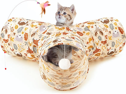 Tempcore Pet Cat Tunnel Tube Cat Toys 3 Way Collapsible, Cat Tunnels for Indoor Cats，Kitty Tunnel