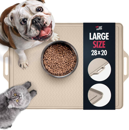Tuff Pupper 28x20 Large Dog Feeding Mat for Food and Water | Dog Food Mats for Floors | Waterproof