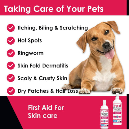 Truseb Topical Ketoconazole and Chlorhexidine Spray for Dogs, Cats, and Horses with Aloe - 8 oz