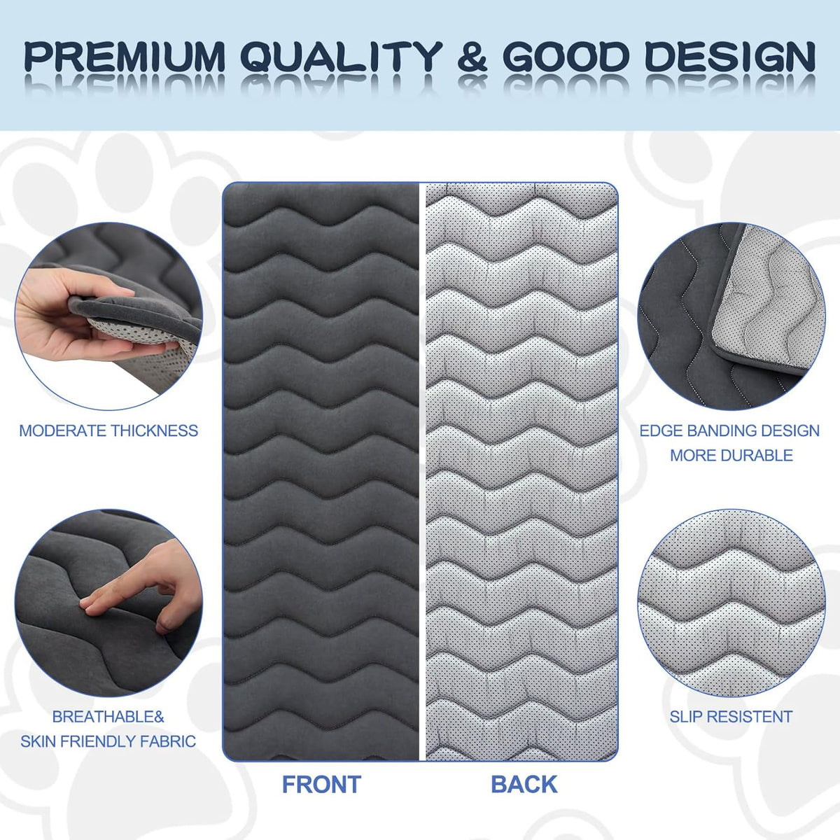 Bubble bear Dog Crate Mat - Upgraded Thick, Ultra Soft, Washable & Anti-Slip Kennel Pad for
