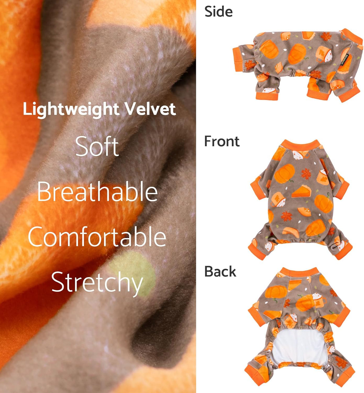 Fitwarm Pumpkin Dog Pajamas, Thanksgiving Outfit for Small Dogs Boy Girl, Pet Onesie, Brown
