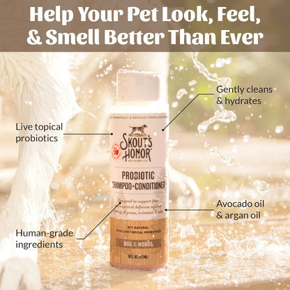 Skout's Honor Probiotic Pet Shampoo & Conditioner with Avocado Oil & Omega-3s, 97% Natural, Paraben