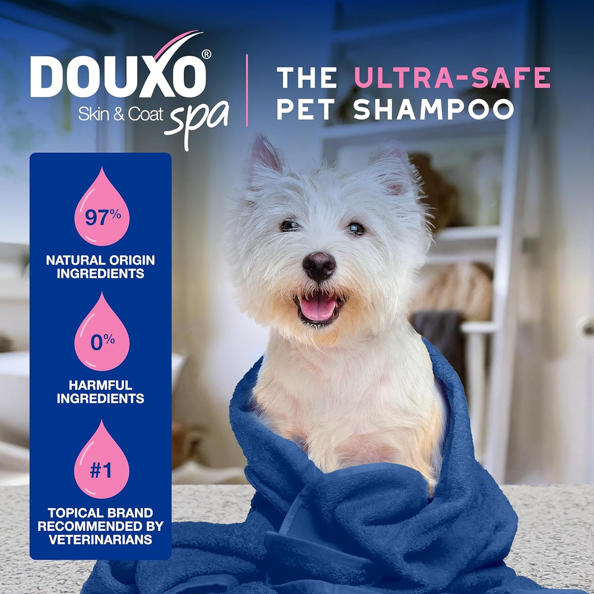 DOUXO® Skin & Coat SPA - Ultra-Safe Dog Shampoo for Itchy Skin, 16 fl oz, Skin-Friendly Formula
