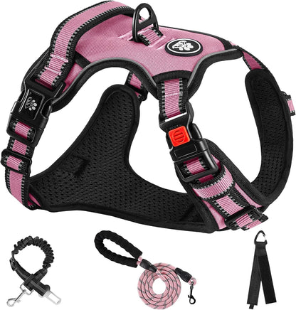 NESTROAD No Pull Dog Harness,Adjustable Oxford Medium Dog Harness with Leash,Reflective No-Choke