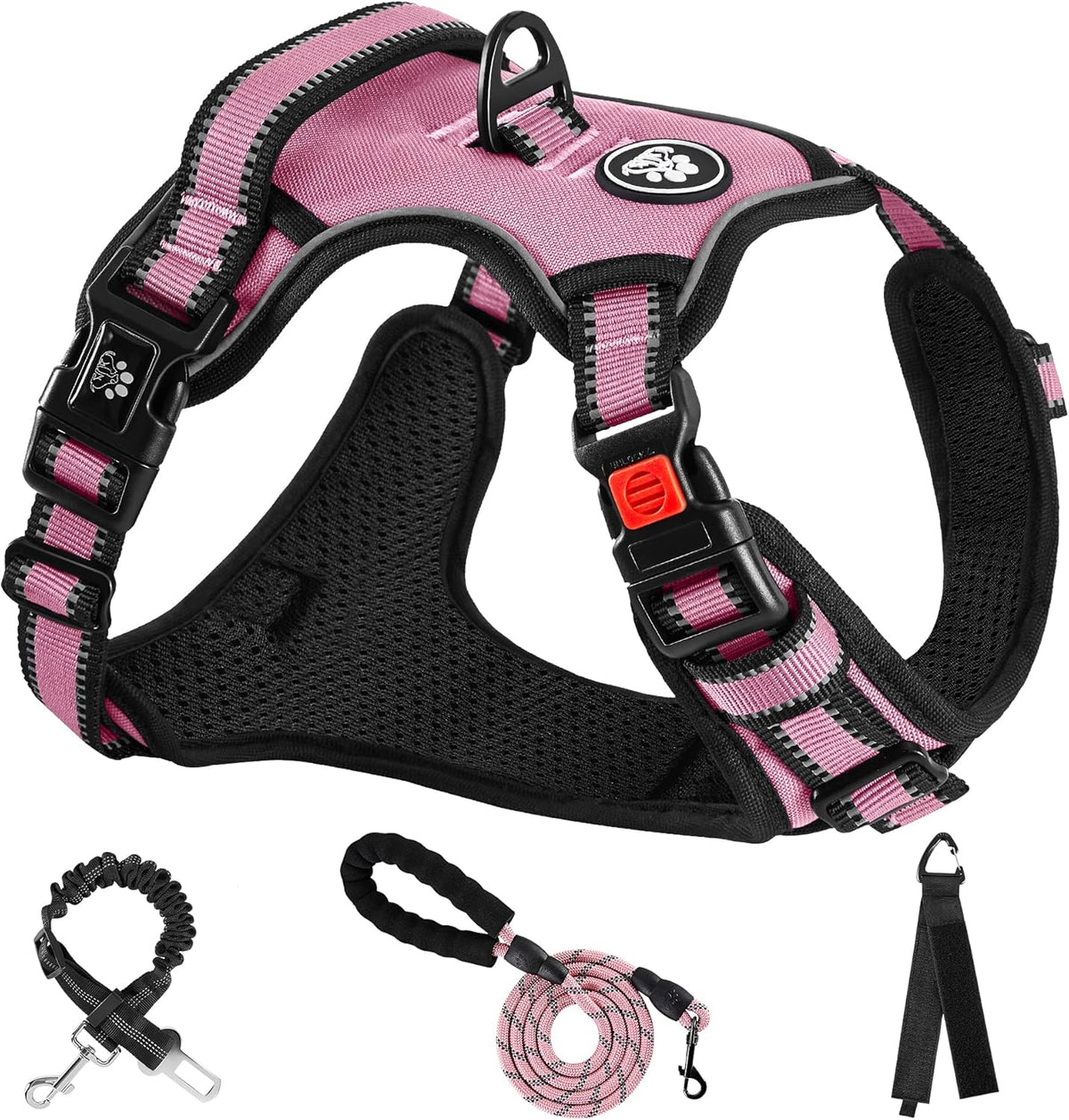 NESTROAD No Pull Dog Harness,Adjustable Oxford Dog Vest Harness with Leash,Reflective No-Choke Pet