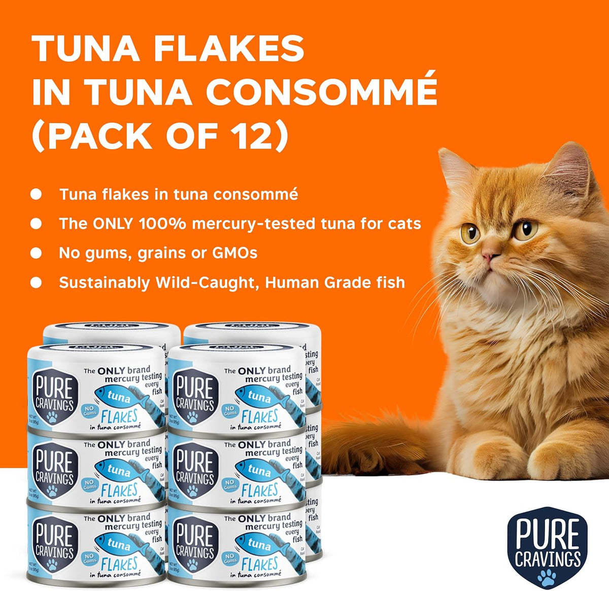 Tuna Flakes in Tuna Consommé, Canned Wet Cat Food Soup, 100% Mercury-Tested, Moist Can Fish