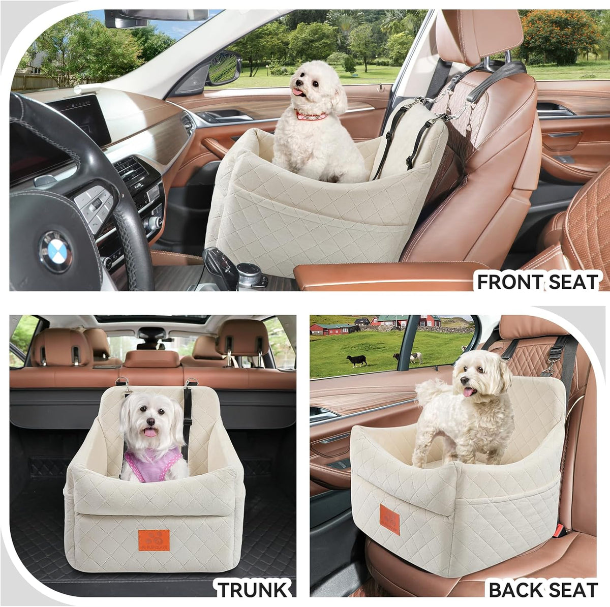 Dog Car Seat for Small/Medium Dogs, Dog Booster Car Seats with Thick Cushion for Dogs Under 35lbs