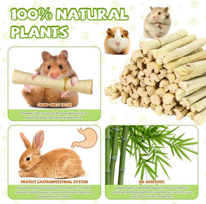 2lb Natural Sweet Bamboo Chew Toys for Small Pets - Organic Molar Sticks with Xylose & Vitamins for