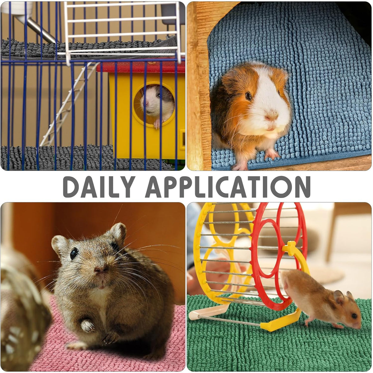 Amylove 4 Pcs Guinea Pig Cage Liner Guinea Pig Bedding Washable Fleece Pee Pads Reusable Small