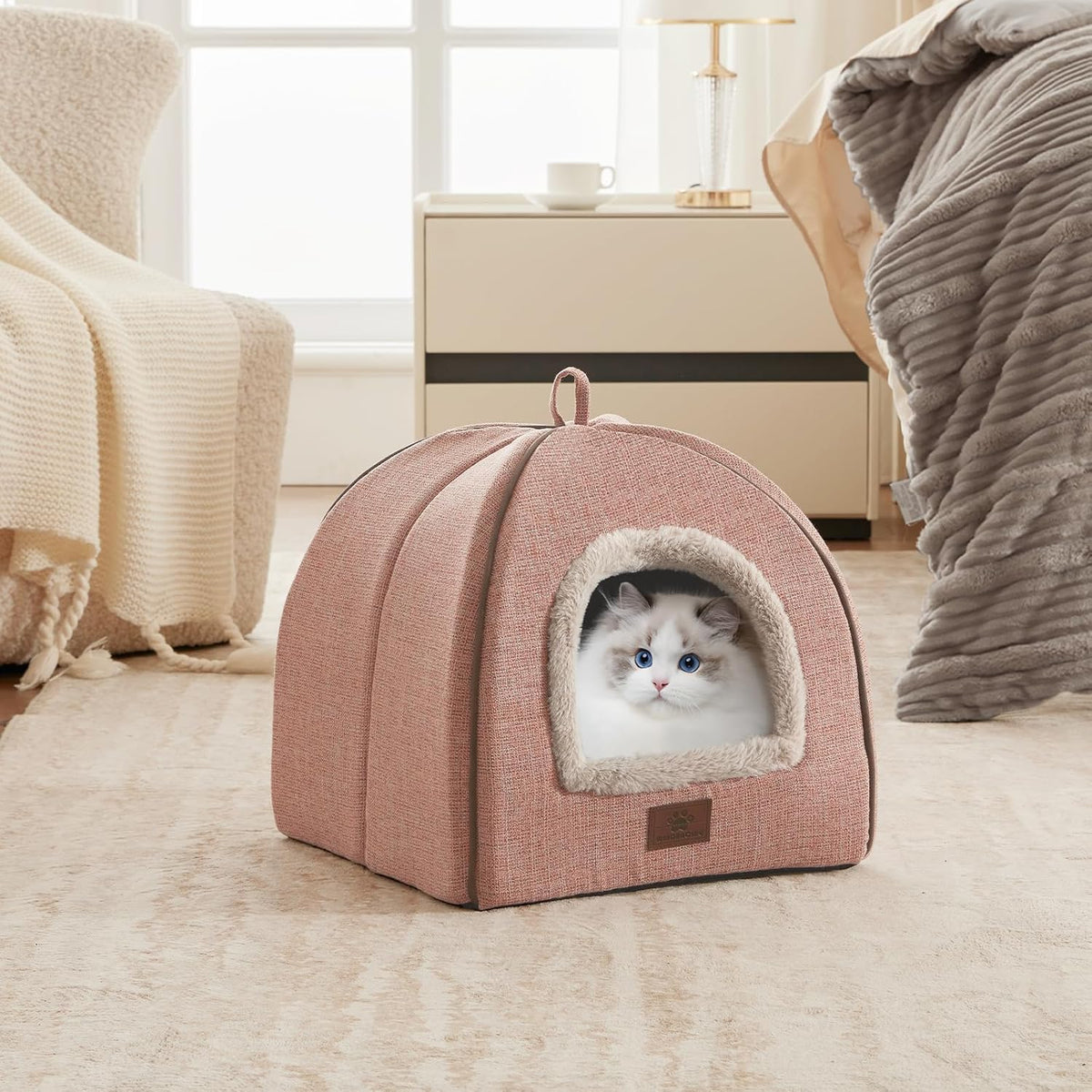 Cat Bed for Indoor Cats - Cat Cave Cat House Cats Tent with Removable Washable Cushioned Pillow