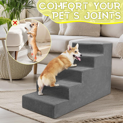 Niubya Dog Stairs for Small Dog and Cats,23”H Non-Slip Bottom Pet Steps for High Beds and