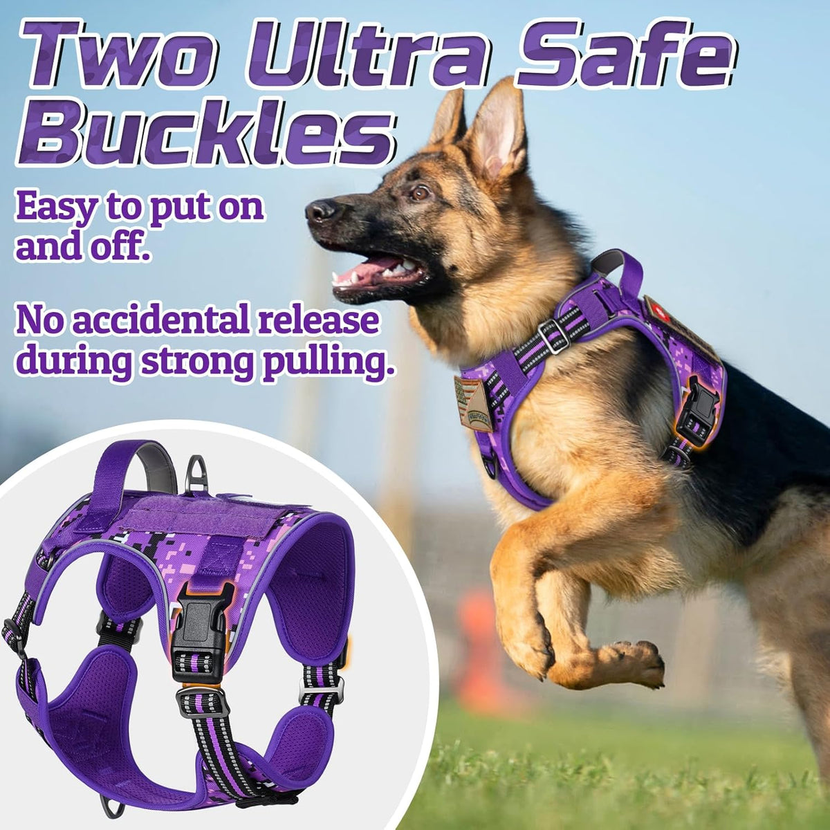 rabbitgoo Tactical Dog Harness for Small Dogs, No Pull Military Service Vest with Handle & Molle