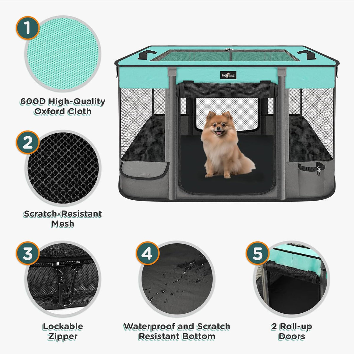 Pet Playpen, Foldable Waterproof Puppy Tent, Portable Cat Playpen, Dog Kennel, Breathable Mesh
