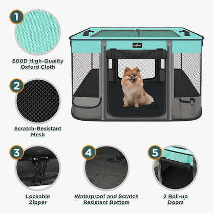 Pet Playpen, Foldable Waterproof Puppy Tent, Portable Cat Playpen, Dog Kennel, Breathable Mesh