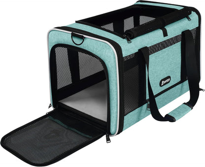 Cat Carrier 18"x11"x11" TSA Approved Ventilated Top Open Softsided Pet Air Travel Bag, Small Animal