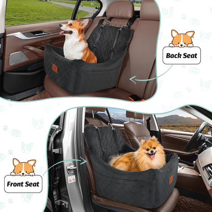 Dog Car Seat for Dogs Up to 35lbs,Fully Detachable and Washable,Memory Foam Covered Soft