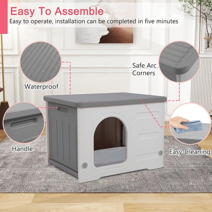 Rockever Plastic Cat House Outdoor with Escape Door, Waterproof Feral Cat House Outdoor Indoor