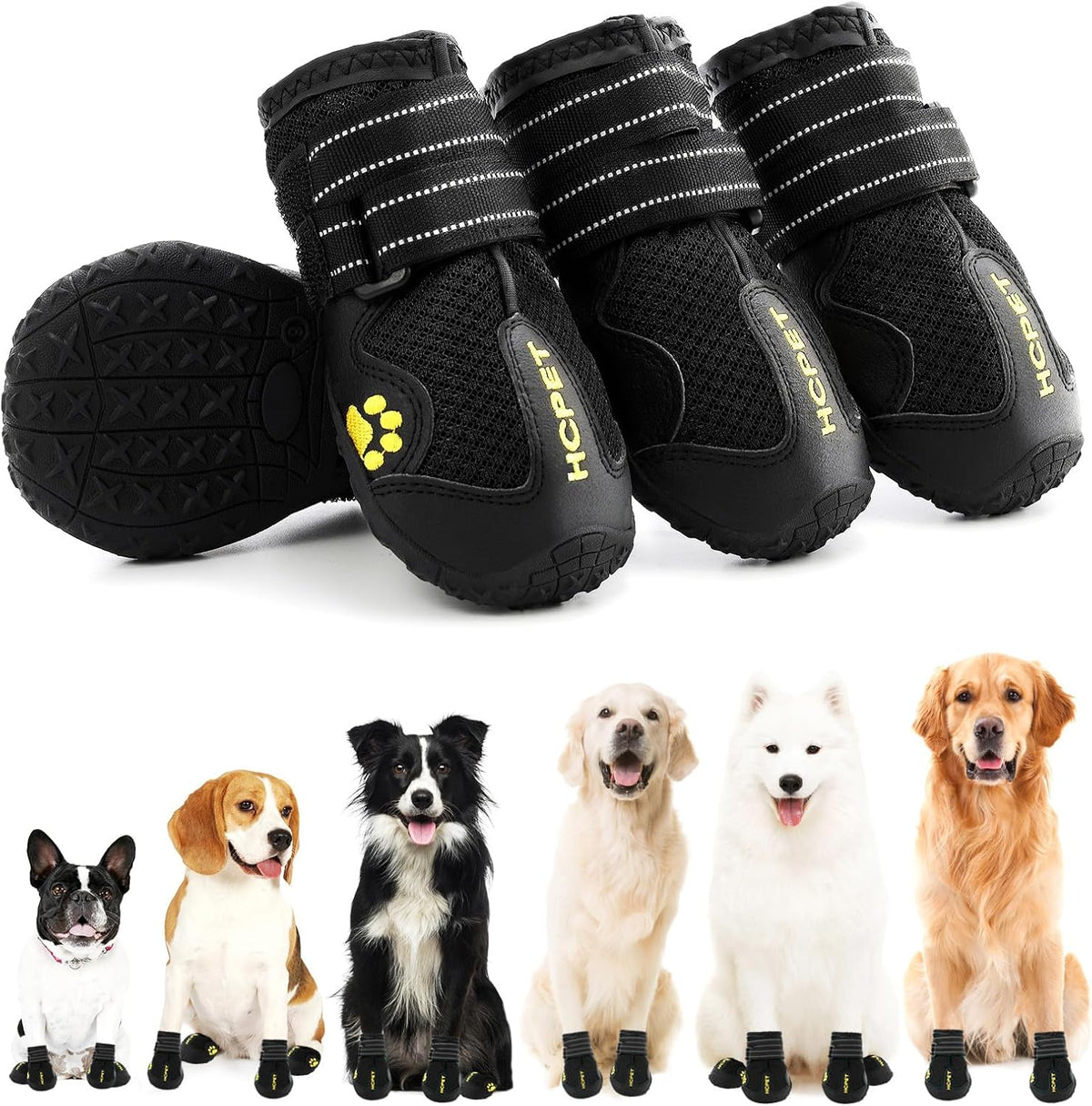 Hcpet Dog Shoes, Dog Boots for Large Dogs, Waterproof Dog Booties Paw Protector for Summer Hot