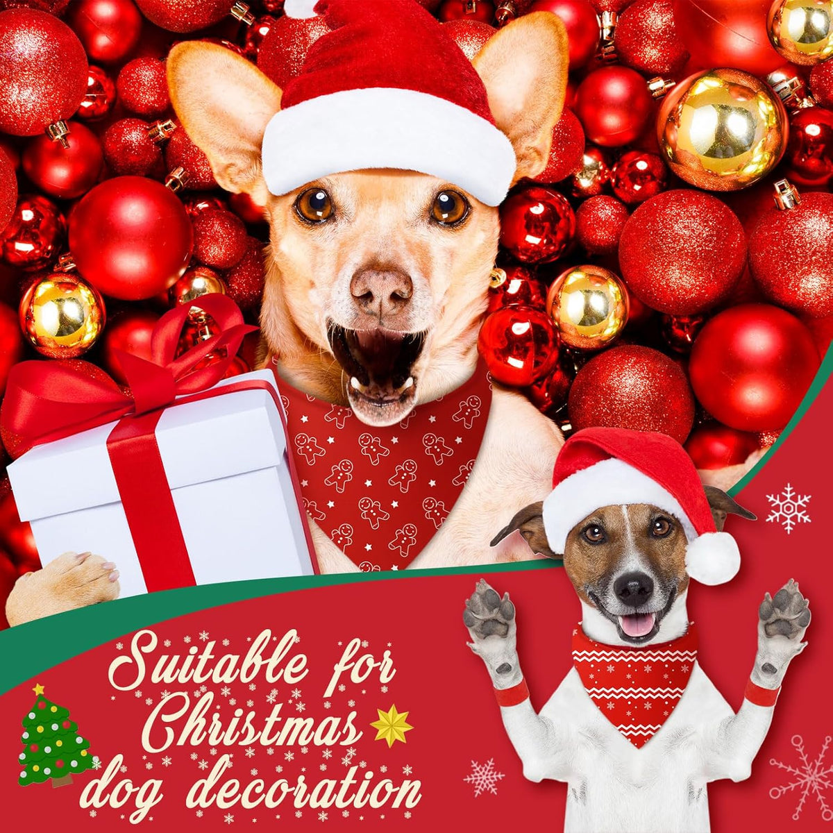 Chunful 100 Pieces Christmas Dog Bandanas Bulk Red and White Xmas Bandanas for Dogs Triangle Scarf